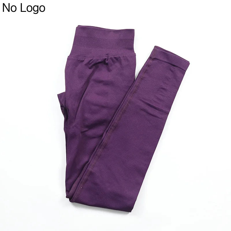 No Logo Sexy V-Back Leggings Seamless Yoga Pants Scrunch Butt Lifting Gym Leggings Low Ribbed Waistband Fitness Sports Tights