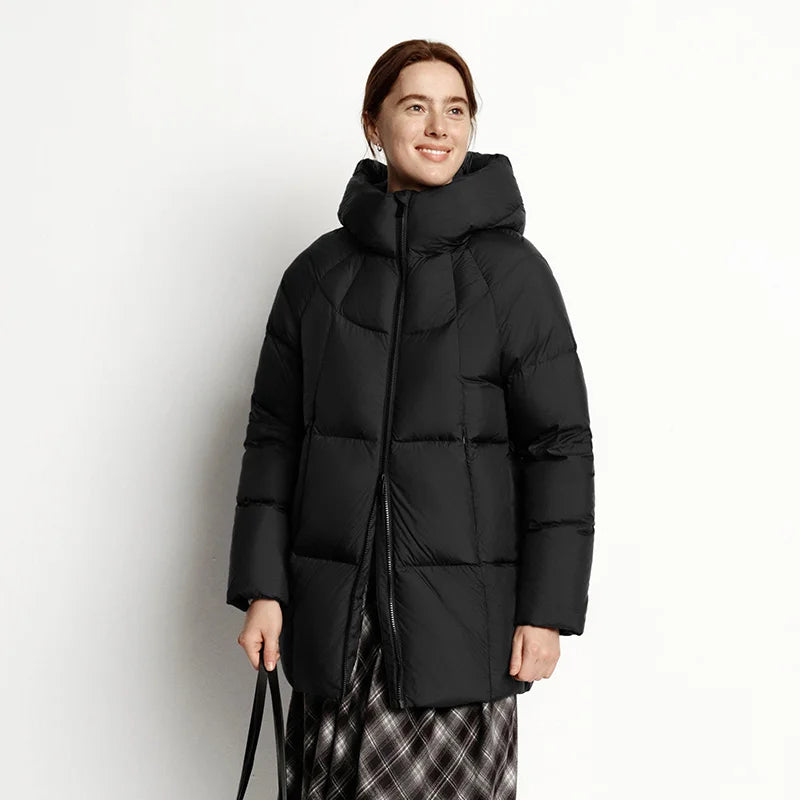 Semir Down Jacket Women Winter Mid-Length 90% Down Fill Thick Three-Resistant Turtle Back Raglan 2025 New Outerwear Women's Wear