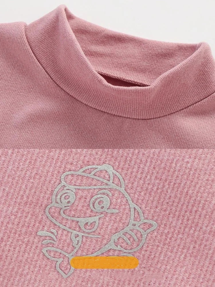 Thermal Underwear Top+Pant 2-Piece Set Boys Girls Sleepwear Cartoon Fish Pajama Suit Kid Autumn Winter Clothes 3-14 Years