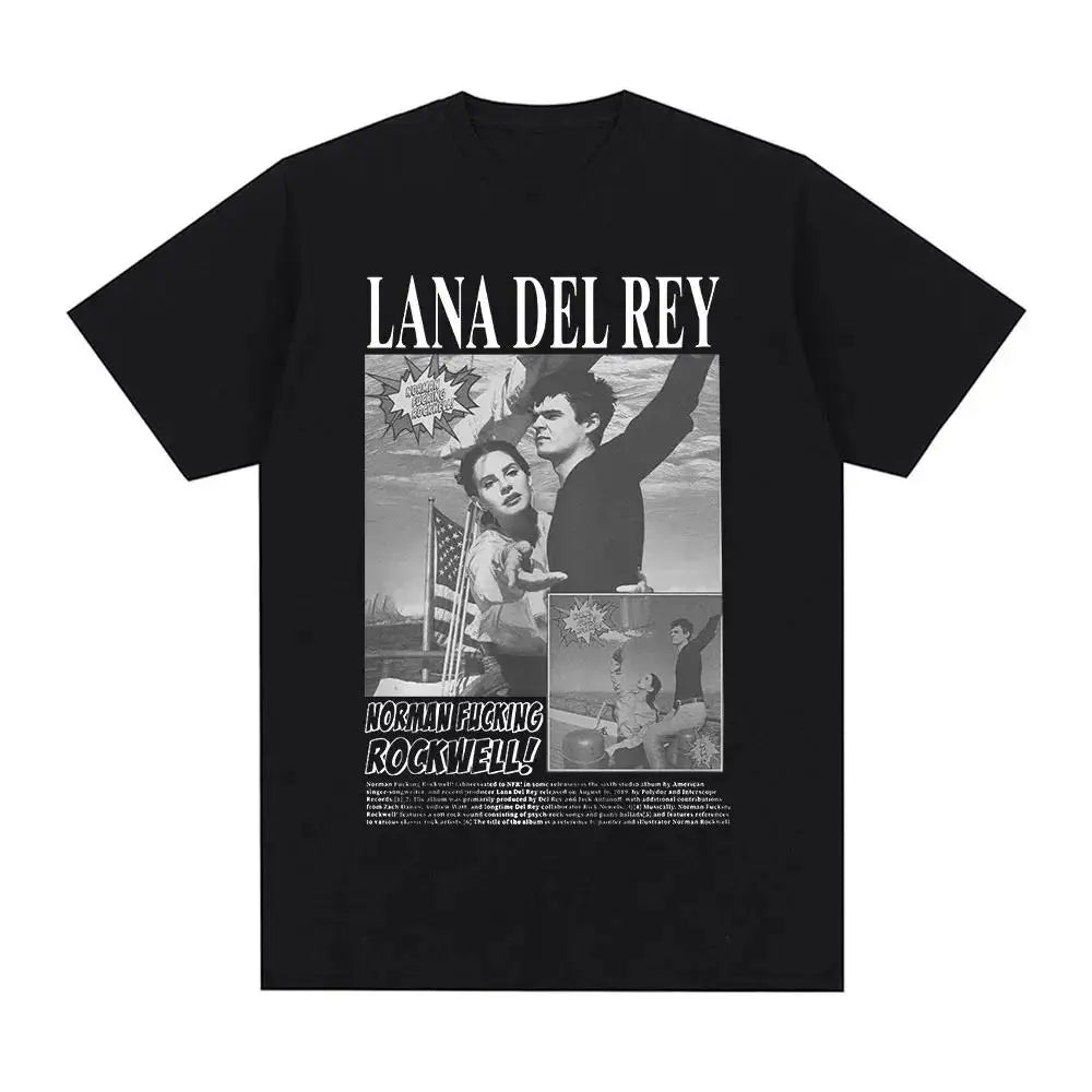 Singer Lana Del Rey Print T Shirt Men Women Fashion Hip Hop Streetwear Harajuku Short Sleeve Plus Size T Shirt Unisex