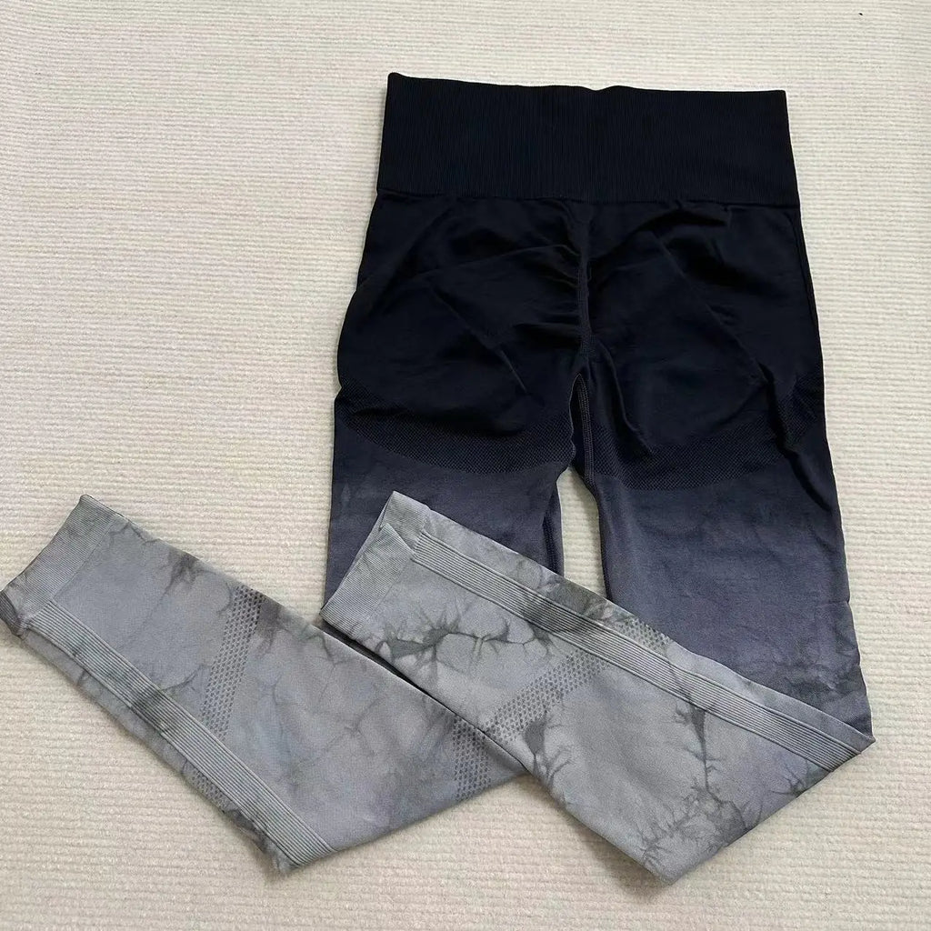 Gradient Tie Dye Yoga Pants Seamless Women's Running and Sports Pants High Waist and Hip Lifting Fitness Clothes Elastic Tight P