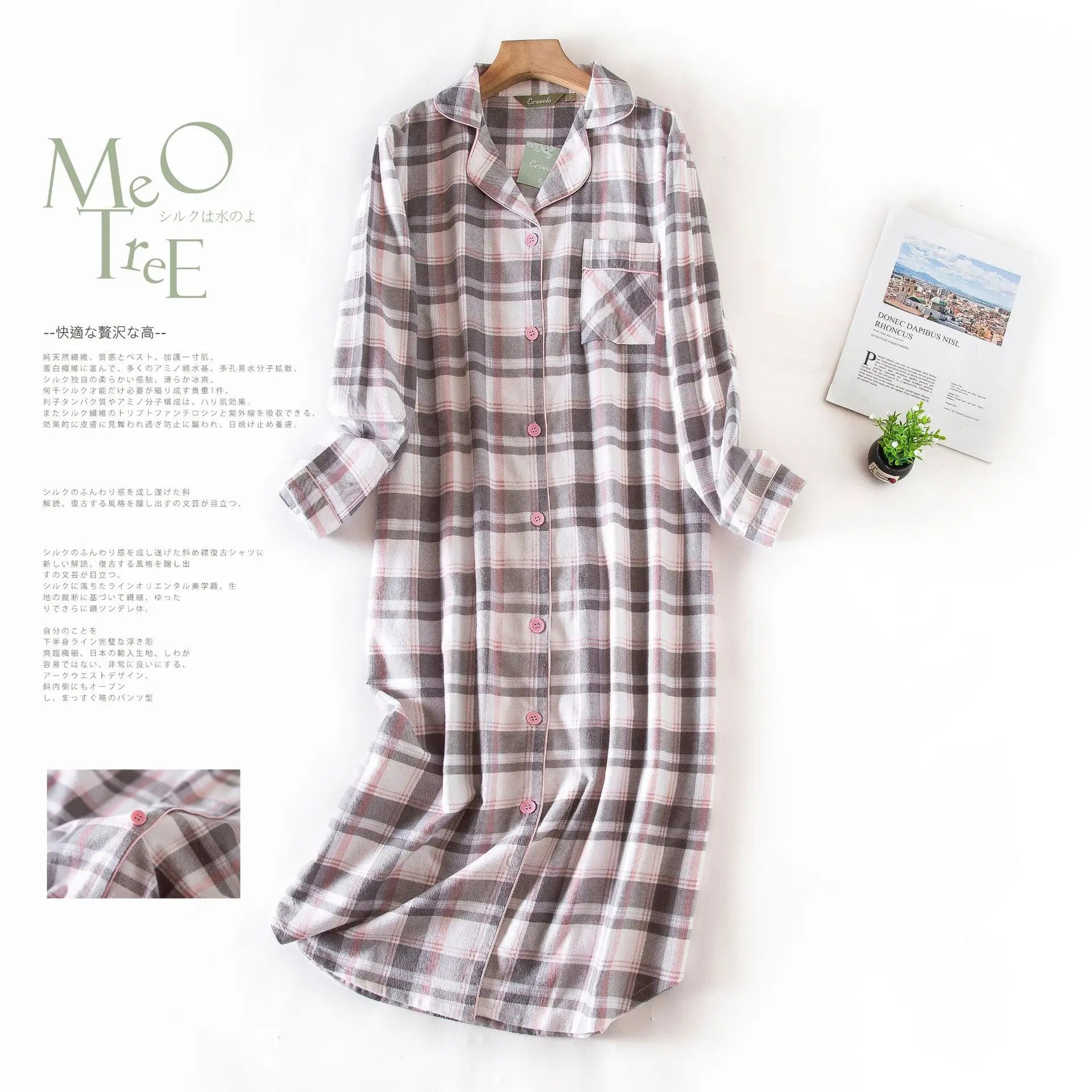 Multi Colors M-xxl Plus Sizes Night Dress for Women Sleepwear Plaid Design Mid-long Shirt Sleeping Dress Women Underwear Clothes