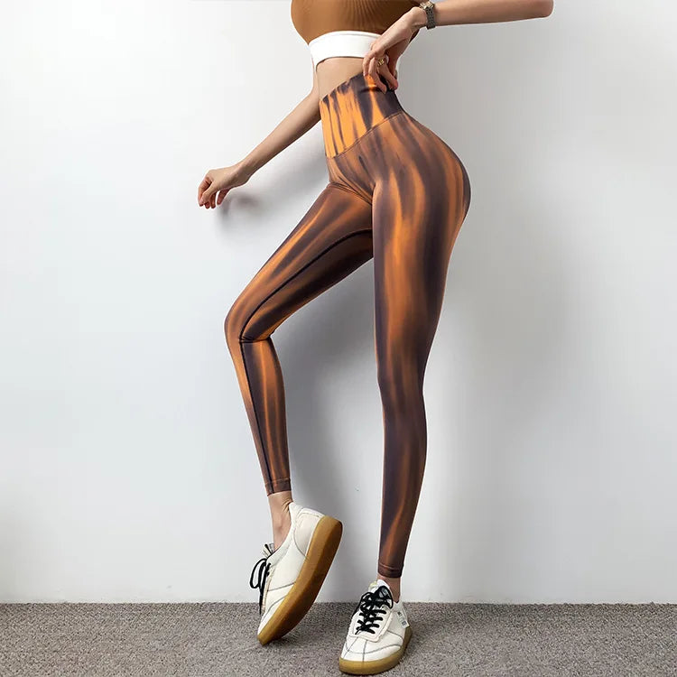 New Women Tie Dyed Seamless Leggings Scrunch Fitness High Waist Yoga Pants Soft Nylon Workout Elastic Gym Training Leggins