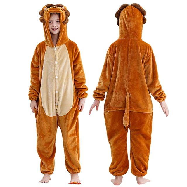 MICHLEY carnival Flannel Pajamas Child Sleepwear Jumpsuit Onesies Animal Cartoon Clothes Winter Halloween For Boys Girls Family