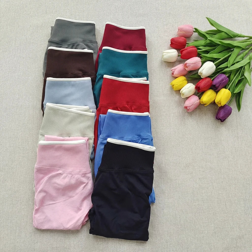 Women's Seamless Yoga Leggings Middle Waist Push-Up Fitness Running Pants High Elastic Hip Lift Pilates Gym Sport Leggings