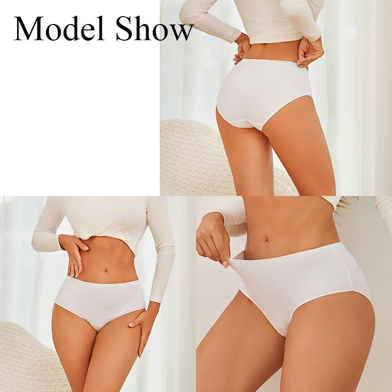 4Pcs/Set Comfort Cotton Panties Women High Waist Briefs Seamless Underwear Breathable Underpants Plus Size Panty S-2XL Intimates