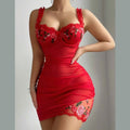 Women Lace Dresses Flower Splicing Chest Support Sleeping Nightdress Sexy Lingerie Temptation Embroidered Nightgown