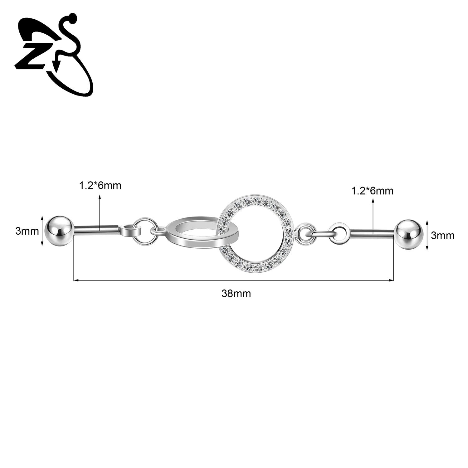 ZS 1 Piece 14/16G Stainless Steel Long Industrial Barbell Ring 22-52MM Butterfly Cat Cartilage Helix Earring Piercings Jewelry