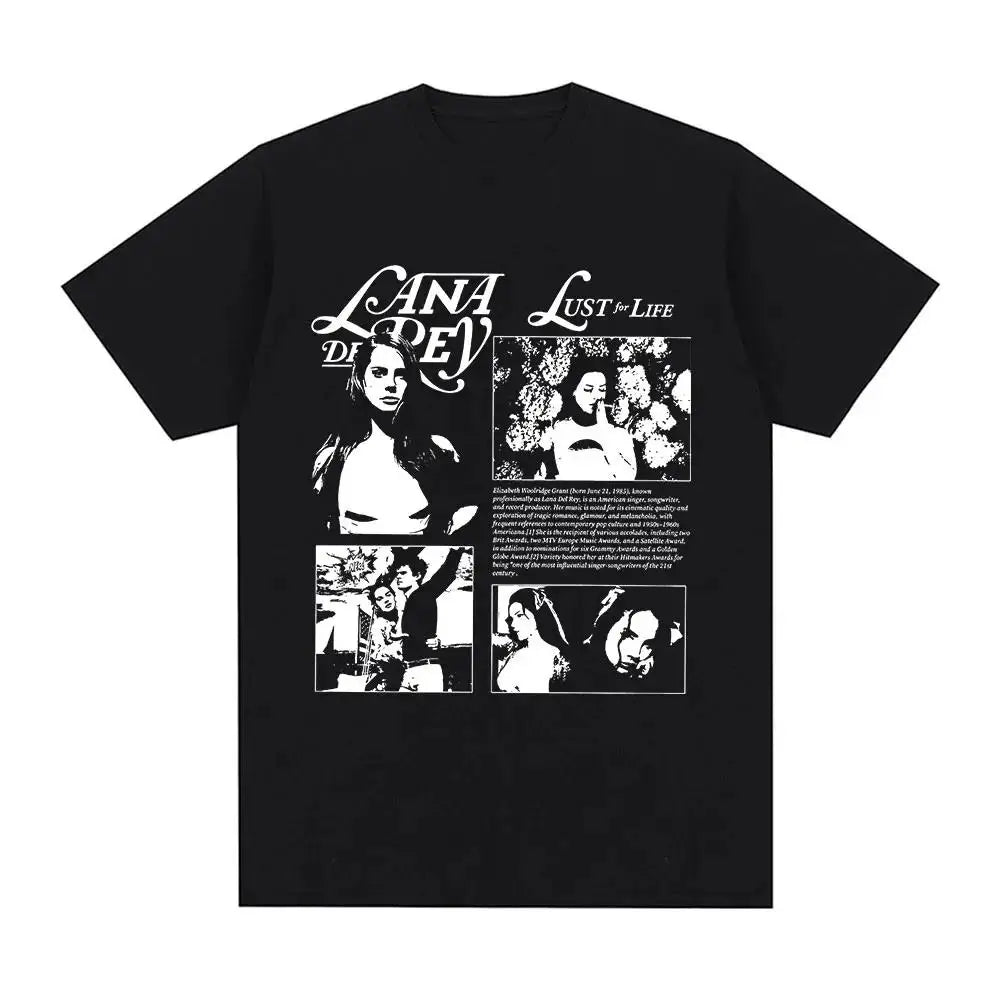 Singer Lana Del Rey Print T Shirt Men Women Fashion Hip Hop Streetwear Harajuku Short Sleeve Plus Size T Shirt Unisex