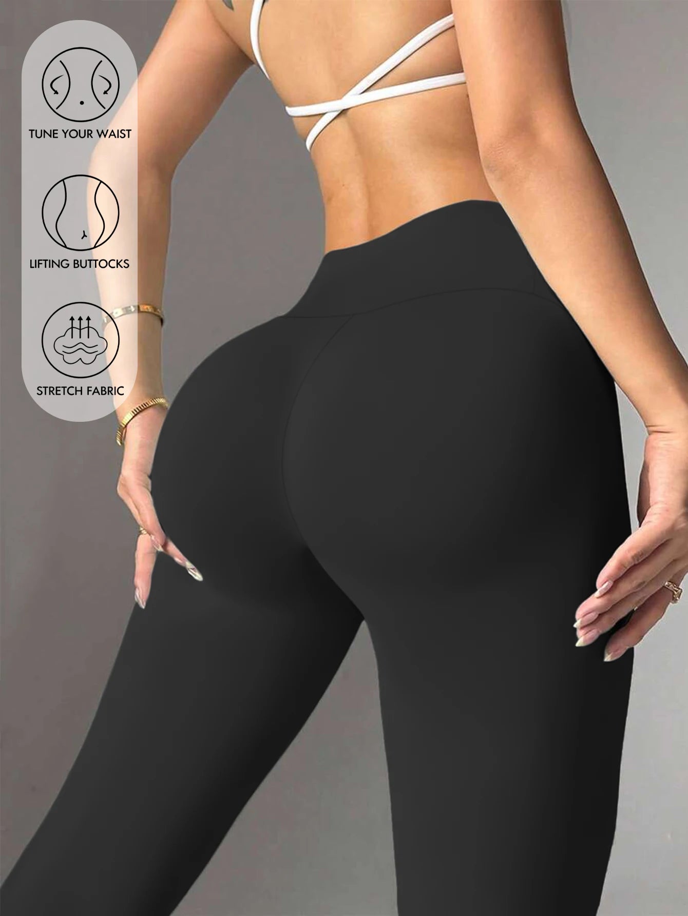 Womens Daily Athletic High Waist Skinny Leggings Tummy Control Hip Lifting Stretch Pants For Yoga Fitness Running Cycling