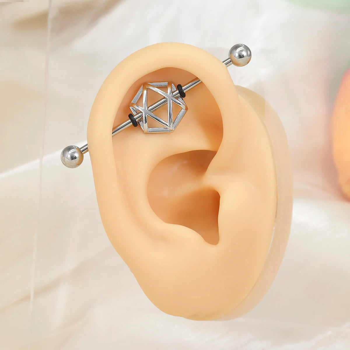1 Pcs Stainless Steel Bow Butterfly Pendant Female Punk Industrial Barbell Cartilage Earring Tragus Long Spiral Piercing Jewelry