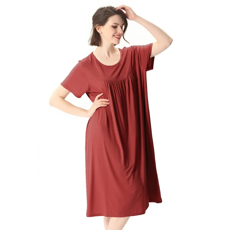 Summer Women Casual Sleepwear Long Modal Nightgown Nightie Loose Home Dress Sexy Lingerie Nightdress Oversize 4XL 5XL 6XL 7XL
