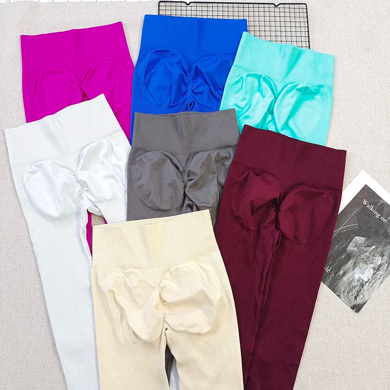 Women's Fall & Winter Ribbed Yoga Leggings, High Waist Thickened, Peach Butt Lifting & 4-Way Stretch Breathable Workout Pants