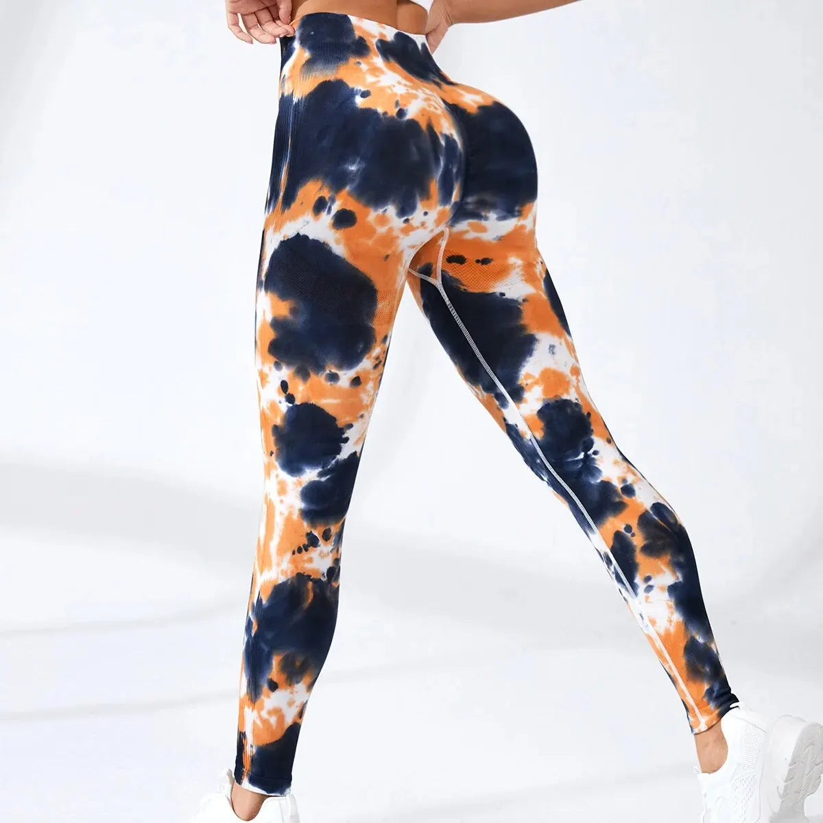 Seamless Drip Dyeing Bleached Sports Tights Women's Roll Control Push Up Elastic Yoga Pants Fitness Gym Fitness Tights Running T