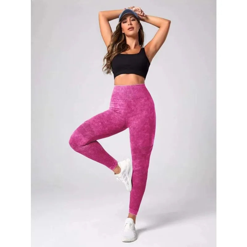 Hollow Out Leggings Women Seamless Slim Tights Frosted Water Washing Fitness Pants High Waist Hip Liftting Stretchy Yoga Pants