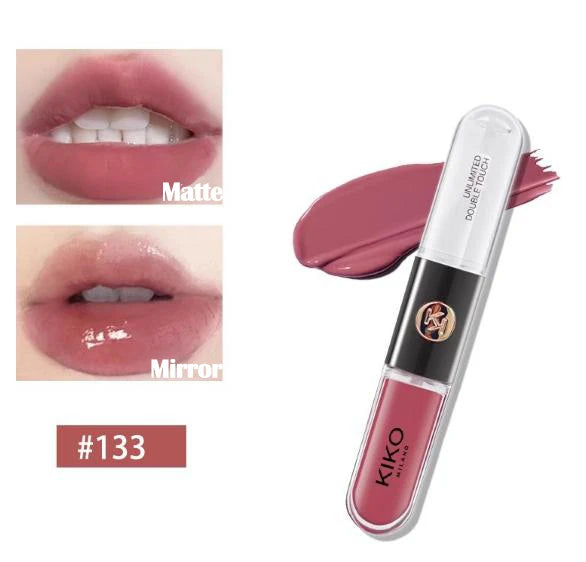 Hot Kiko Double Headed Lipstick Transparent Mirror Lip Gloss Non Fading Oil Sexy Rich Lip Gloss Milk Tea Bean Paste Naked Makeup