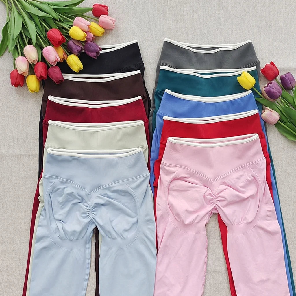 Women's Seamless Yoga Leggings Middle Waist Push-Up Fitness Running Pants High Elastic Hip Lift Pilates Gym Sport Leggings
