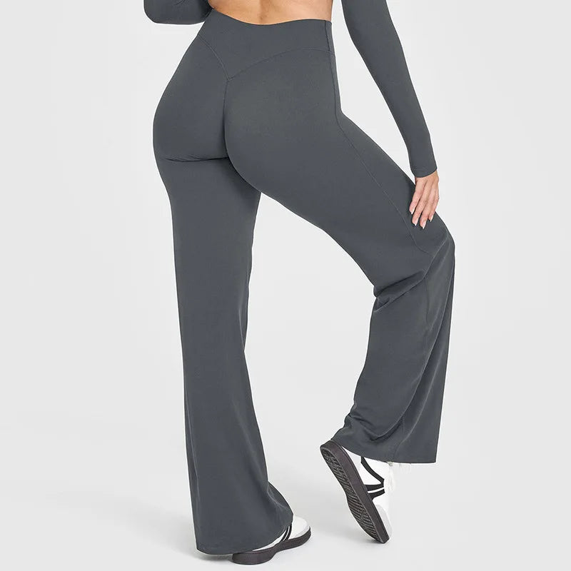 VEQKING Soft Active Women Yoga Pants Strait-leg Yoga Pilates Trousers Naked Feel Gym Fitness Peach Hip Outfits Loose Fit Bottoms