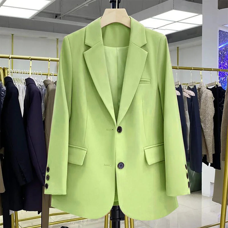 2026 New Blazer Women Coat Spring New Office Lady Blazer Womens Vintage Casual Loose Korean Version Small Suit Jacket 20 Colors