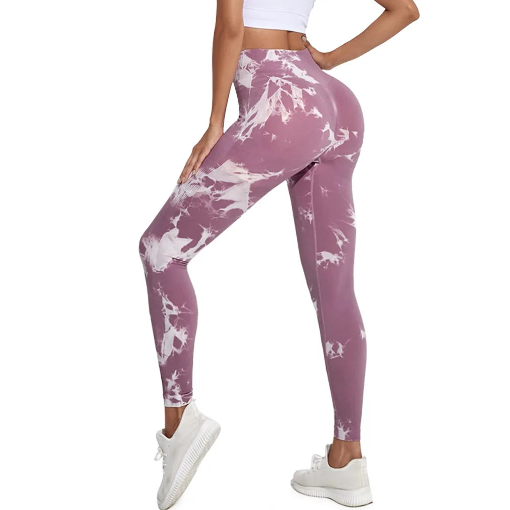 Women's Tie Dye Nine Tenths Leggings High Waist Yoga Pants Soft Stretchy Workout Running Pants Breathable Comfortable