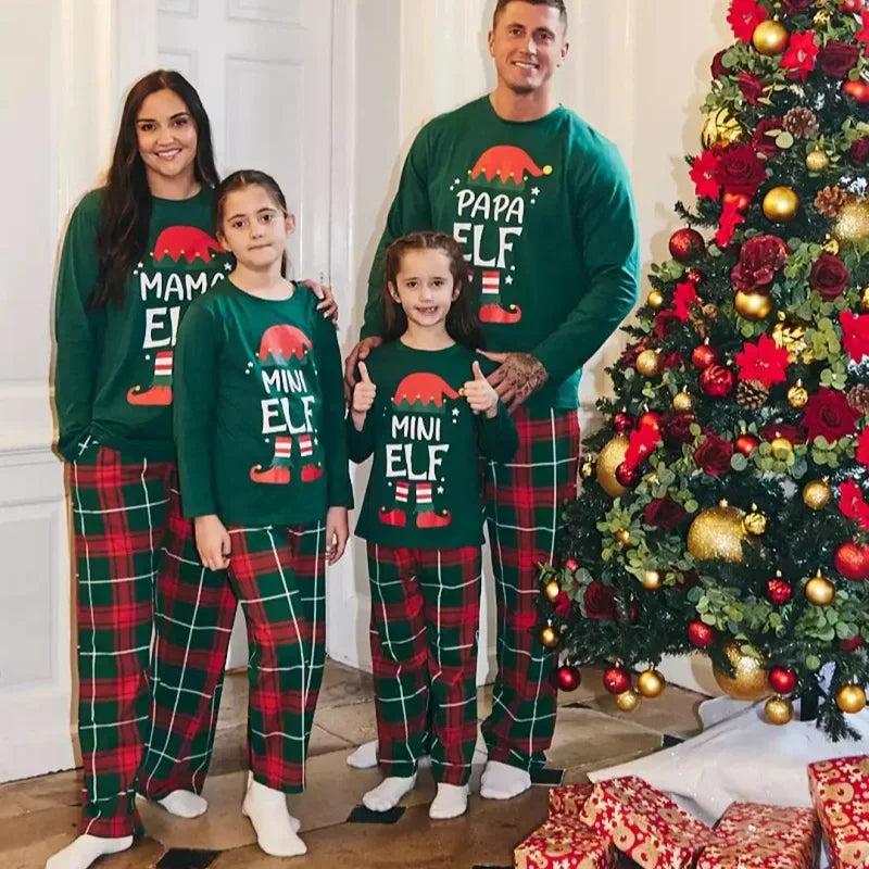 Mom Dad Kids Christmas Print Pajamas Set 2 Piece Pyjama Xmas Family Look Sleepwear Xmas Family Matching Outfits Pjs Loungewear