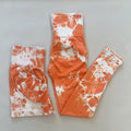 Women Tie Dye Leggings Shorts Gym Workout Scrunch Yoga Pants High Waist Sportswear Orange
