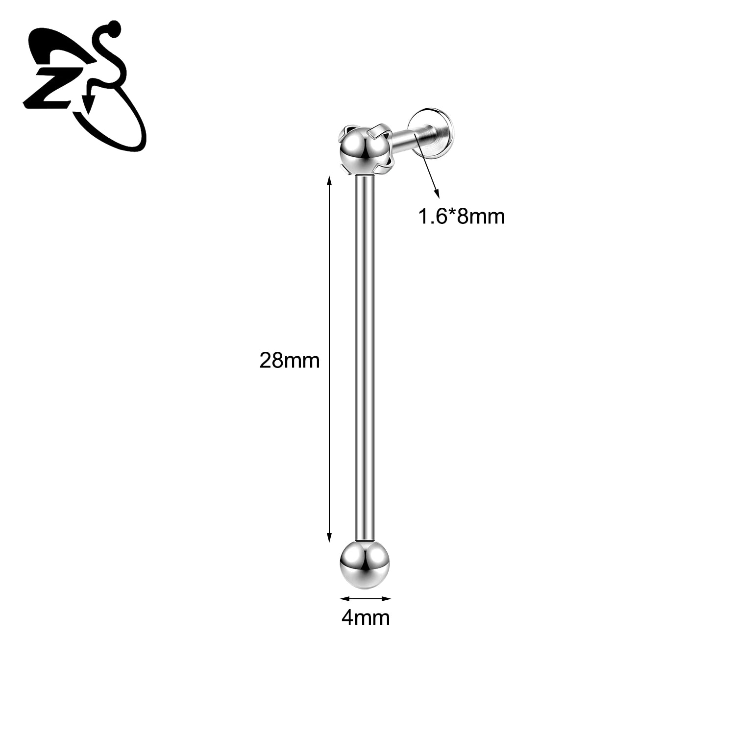 ZS 1 Piece 14/16G Stainless Steel Long Industrial Barbell Ring 22-52MM Butterfly Cat Cartilage Helix Earring Piercings Jewelry