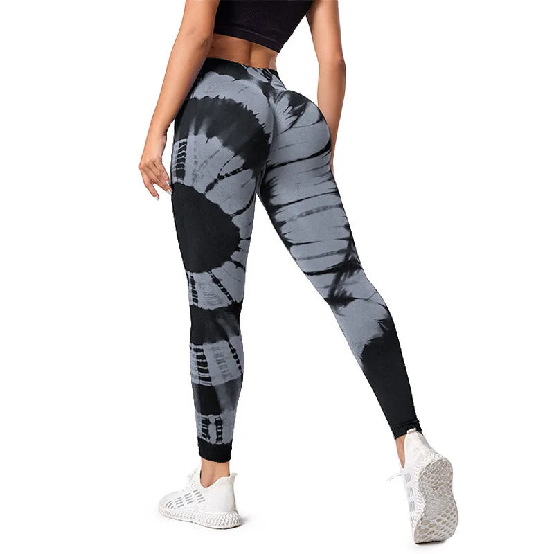 Tie Dye High Waist Leggings, Women's Tummy Control Butt Lift Workout Yoga Pants