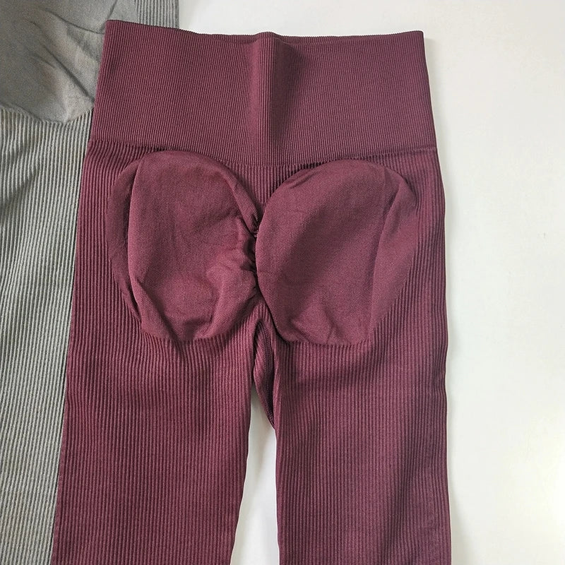 Women's Fall & Winter Ribbed Yoga Leggings, High Waist Thickened, Peach Butt Lifting & 4-Way Stretch Breathable Workout Pants
