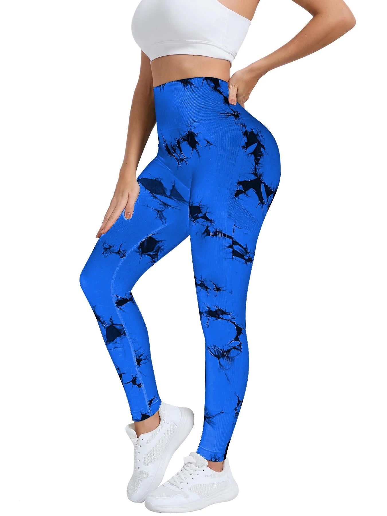 New Women's Peach Tie-dye High-Waist Yoga Pants Abdominal Lifting Gluteal Fitness Seamless Sports Tight Long Fitness Leggings