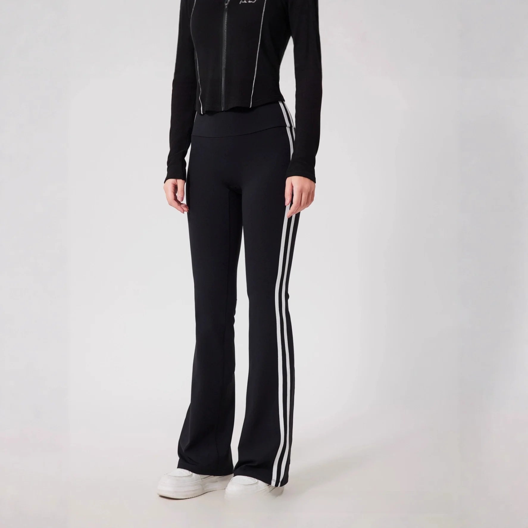 High Waist Fleece Lined Yoga Pants Women's Mini Flared Base Layer Pants Outerwear Comfortable Casual Long Pants Basic Style