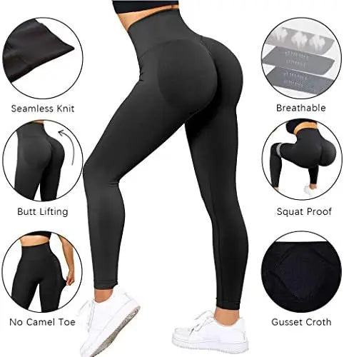 2025 Women's High-Waist Seamless Knitted Fitness Gym Pants Nude Yoga Pants Peach Buttocks Shaping Tight Hips Exercise Trousers