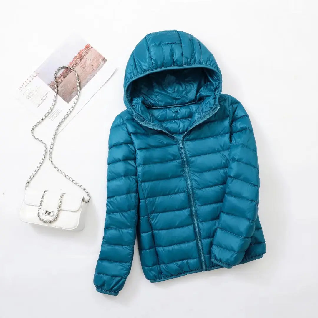 30 Colors Women Fashion Hoodid Short Puffer Jackets 2023 New Arrivals Autumn Winter Female White Duck Down Korean Slim Fit  Coat