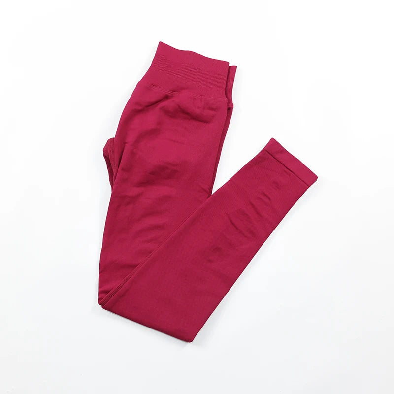 No Logo Sexy V-Back Leggings Seamless Yoga Pants Scrunch Butt Lifting Gym Leggings Low Ribbed Waistband Fitness Sports Tights