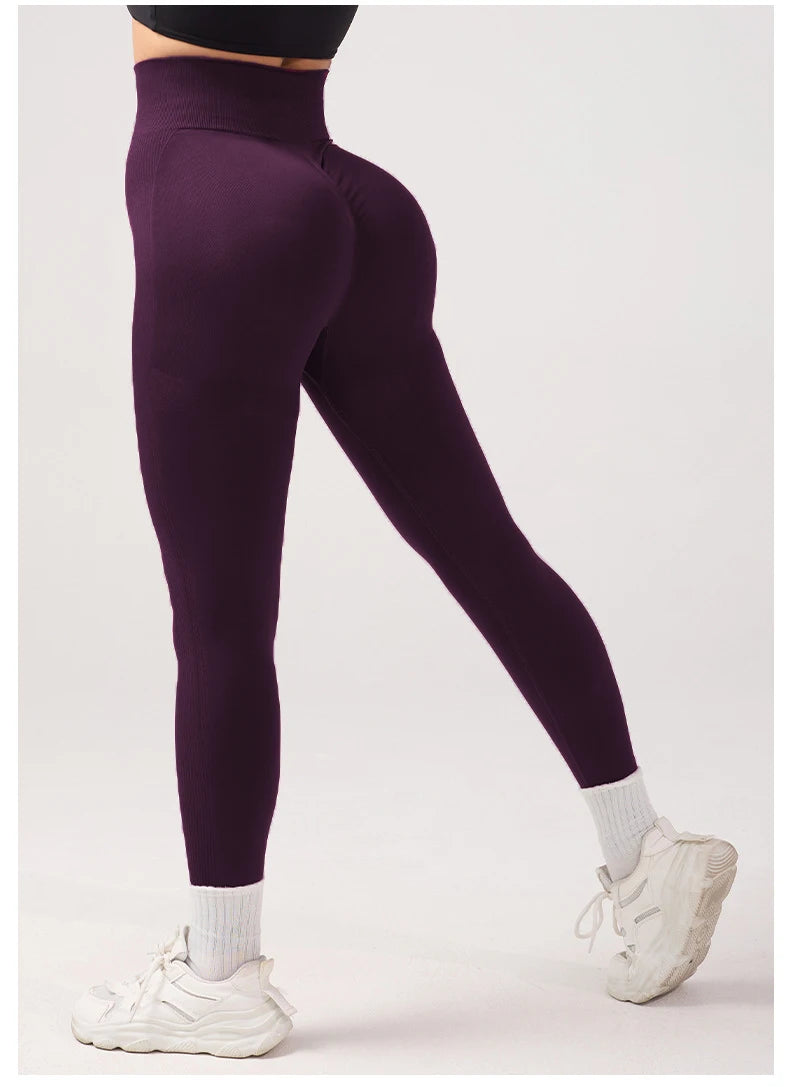Women's tight yoga seamless pants, solid color multi-color optional, high waist belly-closing exercise running Capri yoga pants,