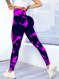 Women's High Waist Yoga Pants Tie Dye Seamless Leggings, Compression Hip Lifting Stretch Leggings