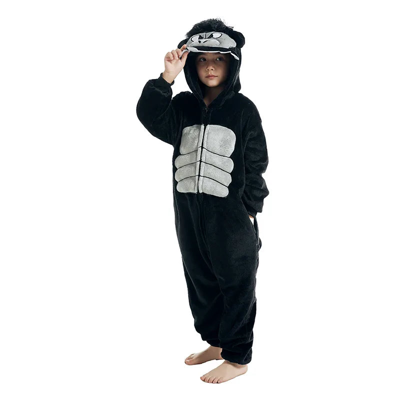 Kids Winter Plush Pajamas Children Dragon Stitch Cow Sleepwear Keep Warm Kigurumi For Boys Girls Flannel Fleece Sleeping Clothes