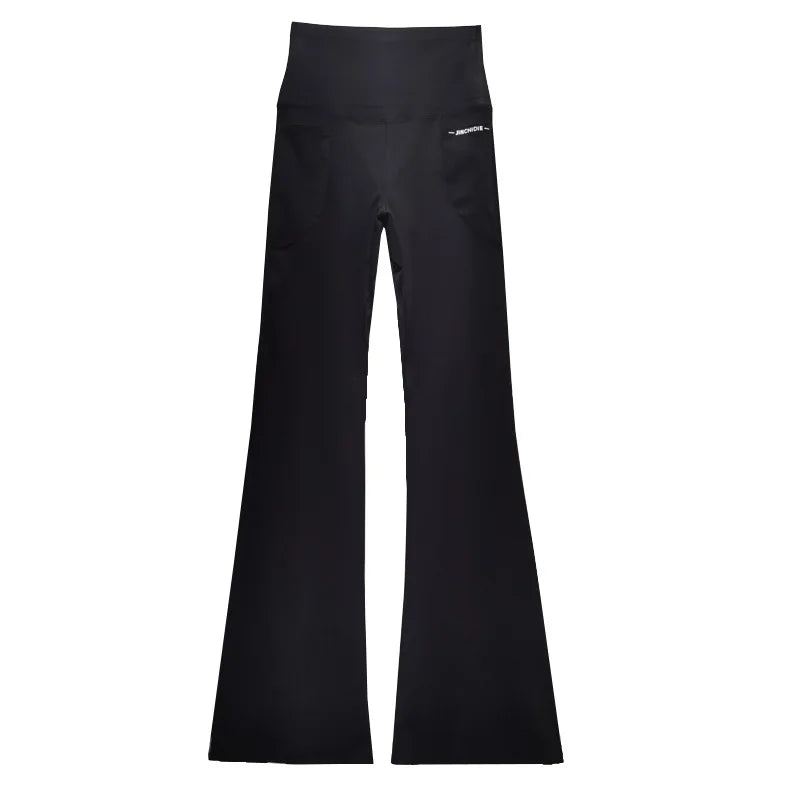 Plus Size Fit Yoga Flared Trousers for Women Semaless Two Sides Pocket Leggings High Waist Push Up Butt Gym Trainning Leggings