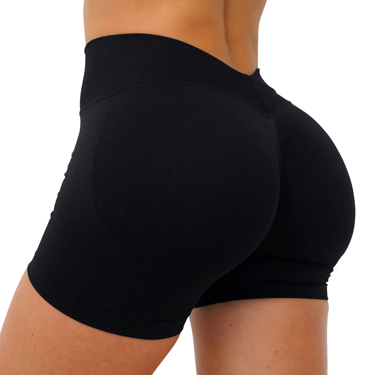 Seamless Workout Shorts for Women, V-Waistband Tight Fit Shorts, 3-Inch Yoga Running Shorts
