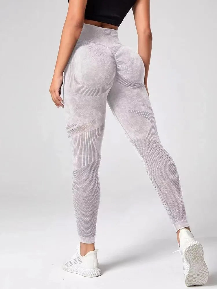 Women Leggings Washing Yoga Pants Push Up Fitness Leggings Hip Lift High Waist Scrunch Tights Seamless Pants