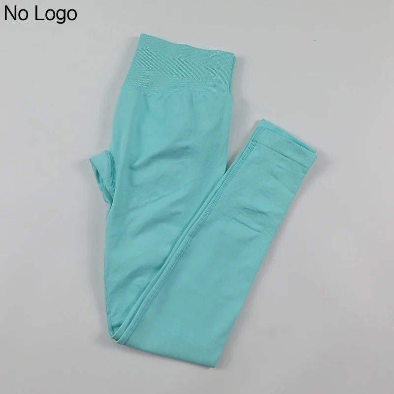 No Logo Sexy V-Back Leggings Seamless Yoga Pants Scrunch Butt Lifting Gym Leggings Low Ribbed Waistband Fitness Sports Tights