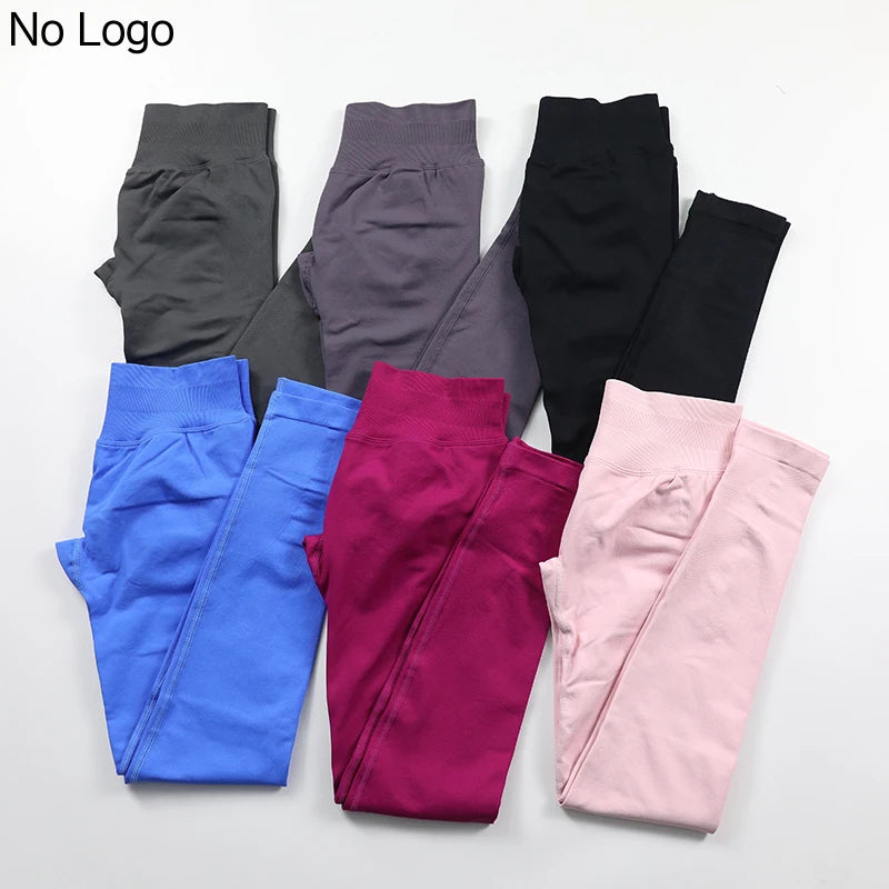 No Logo Sexy V-Back Leggings Seamless Yoga Pants Scrunch Butt Lifting Gym Leggings Low Ribbed Waistband Fitness Sports Tights