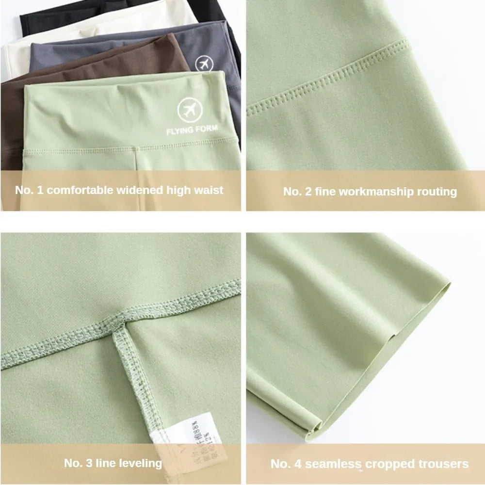 Summer Shark Bottoming Trousers Female External Wear Thin Section High Waist Lift Hip Elastic Yoga Five-minute Trousers Female
