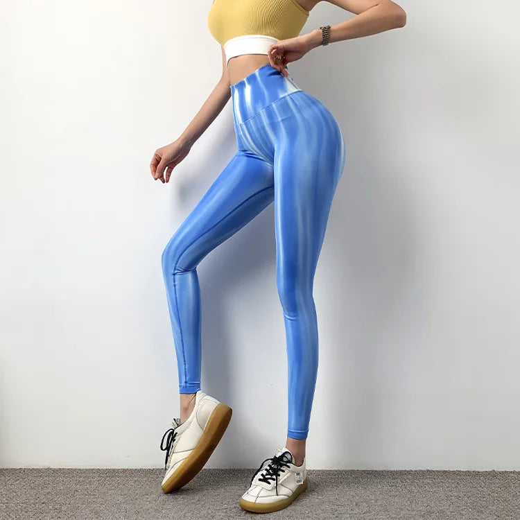 New Women Tie Dyed Seamless Leggings Scrunch Fitness High Waist Yoga Pants Soft Nylon Workout Elastic Gym Training Leggins