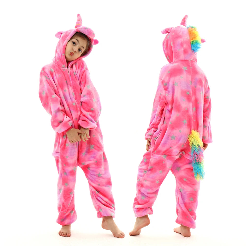 boys girls stitch kigurumi pajamas children winter flannel onesies kids panda tigger dinosaur pijama baby blanket sleepers