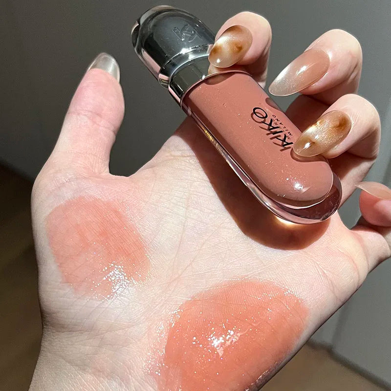 Brand 3D Mirror Lip Glaze Waterproof Non Fading and Non Stick Cup Gentle Bean Paste Color Fine Shiny Point Charm Rose Red