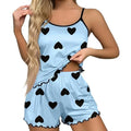 Women's Pajama Set Sexy Cute Kawaii Pajamas Women suspenders Sun-Tops Loungewear Set Shorts Y2K Lolita Heart Silk Sleepwear