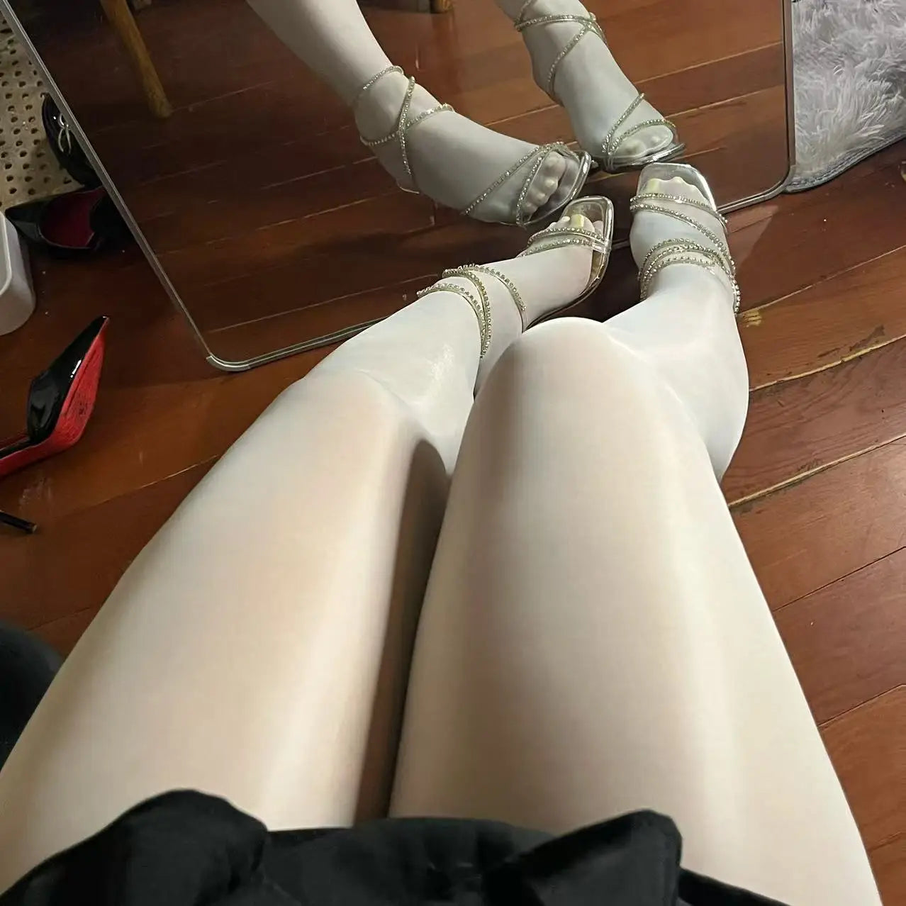 Plus Size Women's Black One-Pair Oil Gloss Pantyhose High Waist Elastic Sheer Tights Leggings Sexy Horse Oil Pantyhose Tights