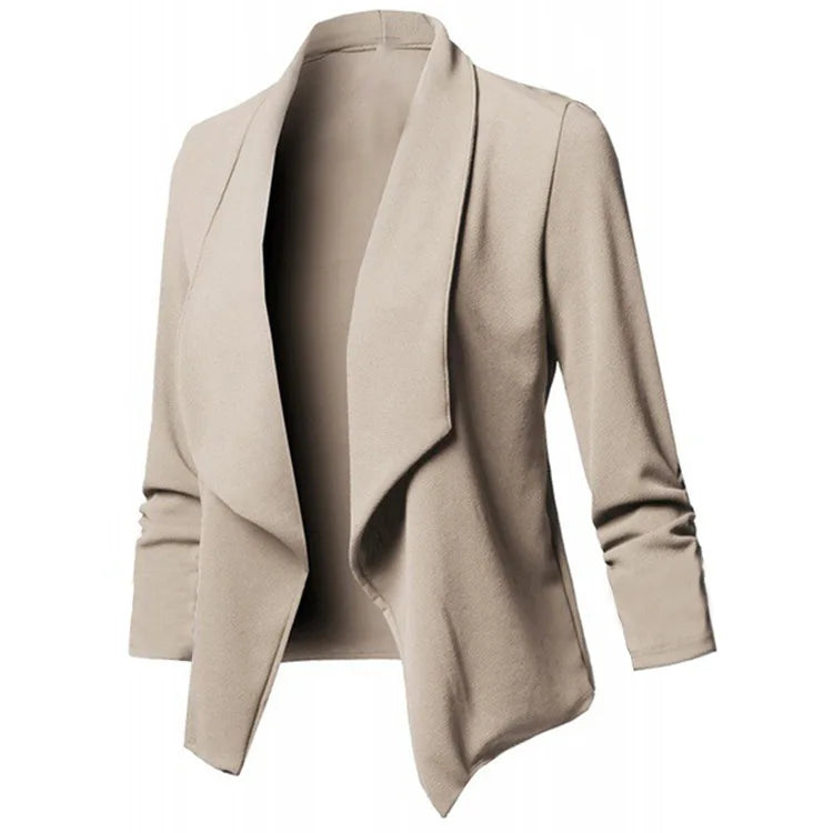 Women OL Blazers Oversized S-5XL Female Notched Long Sleeve Pleated Slim Business Workwear Cardigan Blazers Coats ZC545