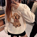 Japanese Sweet Cute Cartoon Print Knitted Sweater Women's Clothing Autumn Winter Knit Pullover Streetwear Long Sleeve Coats Tops